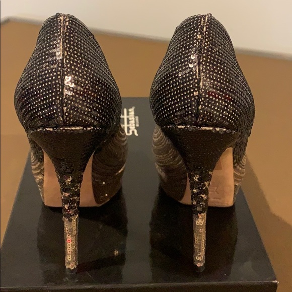 Sebastian Milano Sequin Peep Toe Pump Heel 5.5 6 - Picture 6 of 11